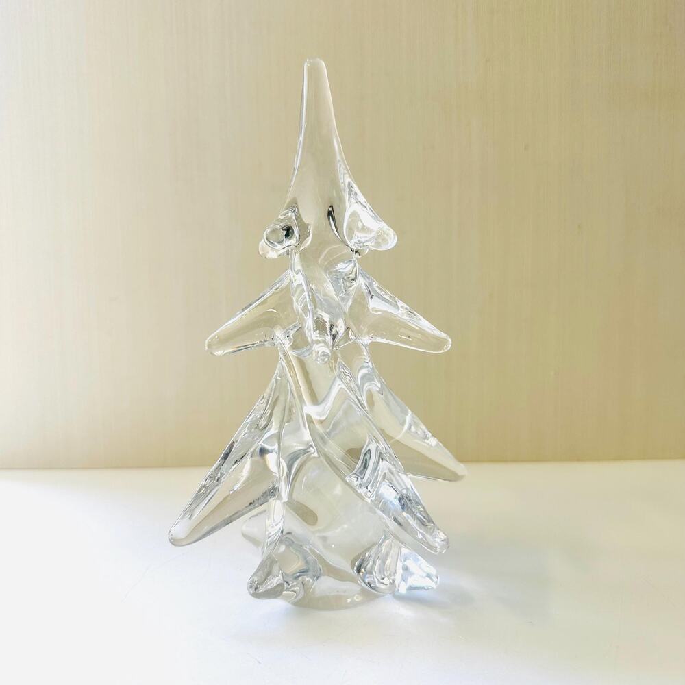 Vintage Toscany Twisted Clear Crystal Glass Tree Hand Blown Christmas Tree